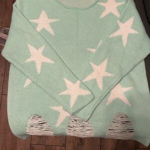 Mint Green Star Sweater